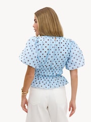 LOAVIES Blue Vivid Love Polka Dot Top - Image 2 of 4
