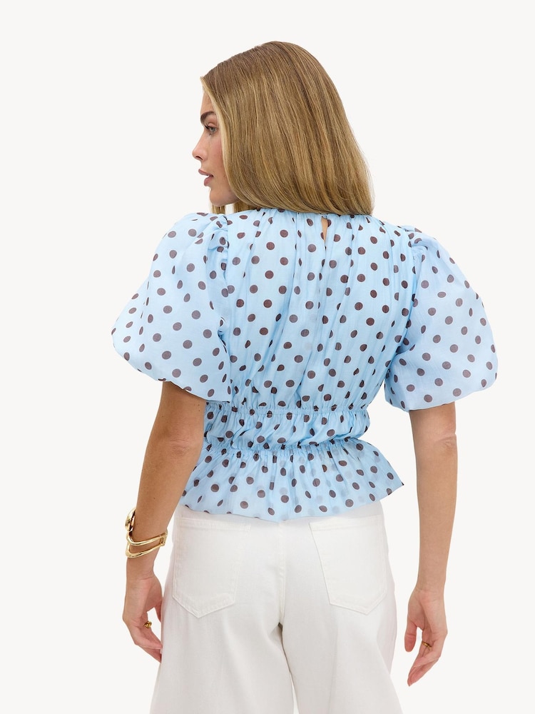 LOAVIES Blue Vivid Love Polka Dot Top - Image 2 of 4 LOAVIES Blue Vivid Love Polka Dot Top - Image 2 of 4