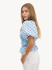 LOAVIES Blue Vivid Love Polka Dot Top - Image 3 of 4