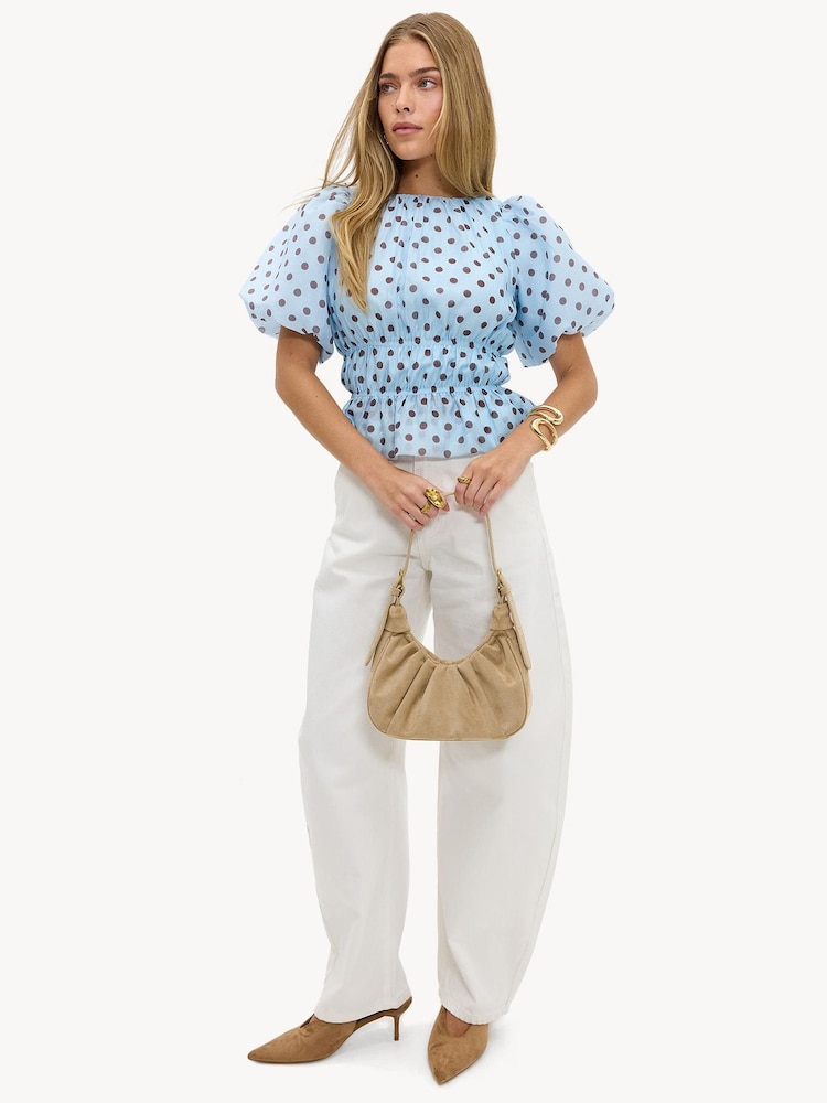 LOAVIES Blue Vivid Love Polka Dot Top - Image 4 of 4 LOAVIES Blue Vivid Love Polka Dot Top - Image 4 of 4