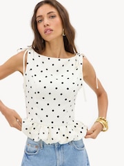 LOAVIES Vivid Love White Polka-Dot Top - صورة 1 من 4