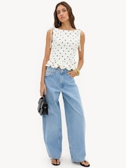 LOAVIES Vivid Love White Polka-Dot Top - صورة 4 من 4