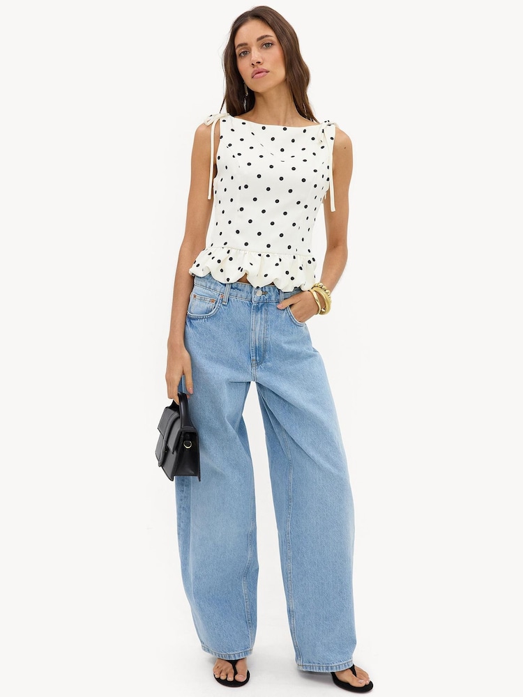 LOAVIES Vivid Love White Polka-Dot Top - صورة 4 من 4 LOAVIES Vivid Love White Polka-Dot Top - صورة 4 من 4