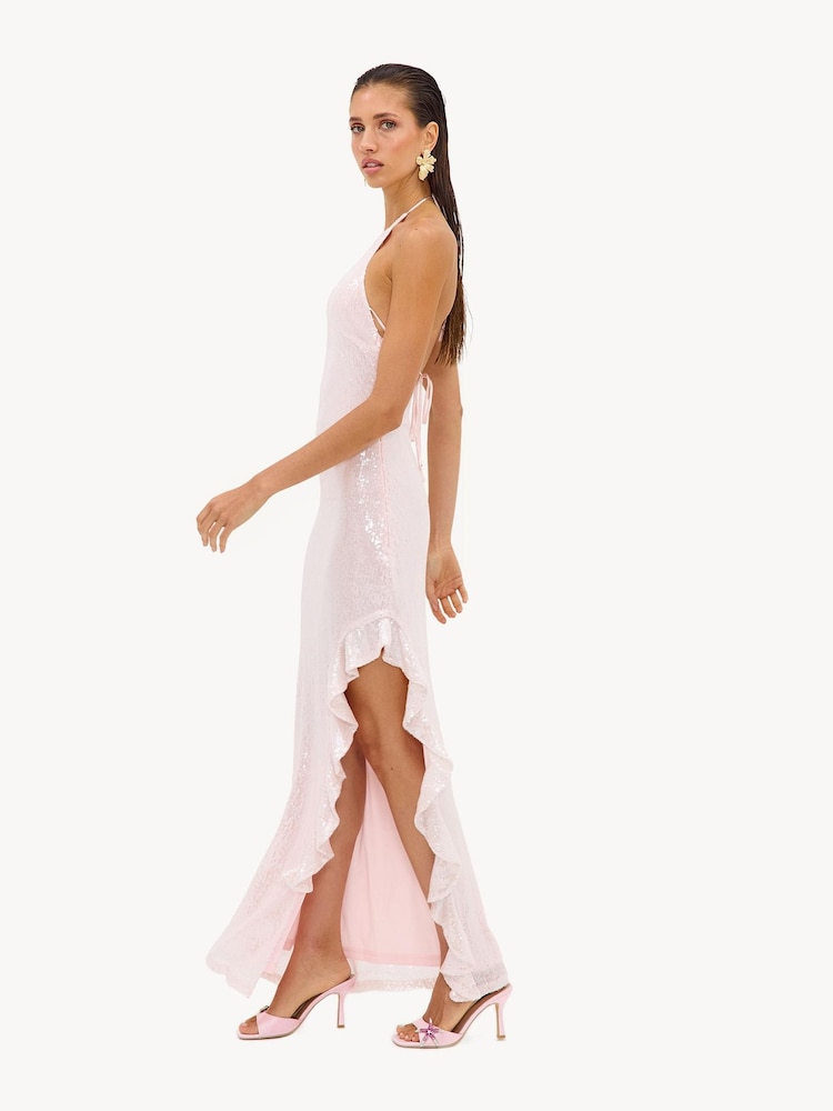 LOAVIES Pink Glimmering Moments Light Pink Maxi Dress With Sequins - Image 4 of 4 LOAVIES Pink Glimmering Moments Light Pink Maxi Dress With Sequins - Image 4 of 4