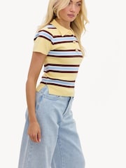 LOAVIES Yellow Inspired By Love Striped Polo Shirt - Image 3 of 5