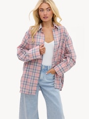 LOAVIES Pink Where Love Is Endless Pink Checked Blouse - Image 1 of 4
