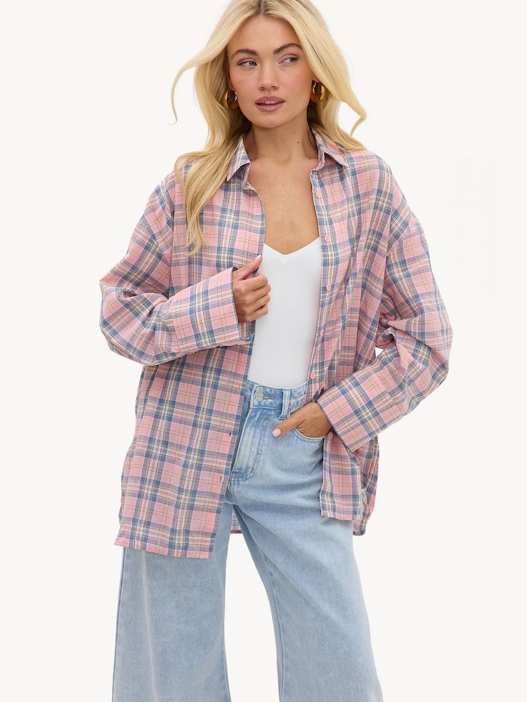LOAVIES Pink Where Love Is Endless Pink Checked Blouse - Image 1 of 4 LOAVIES Pink Where Love Is Endless Pink Checked Blouse - Image 1 of 4