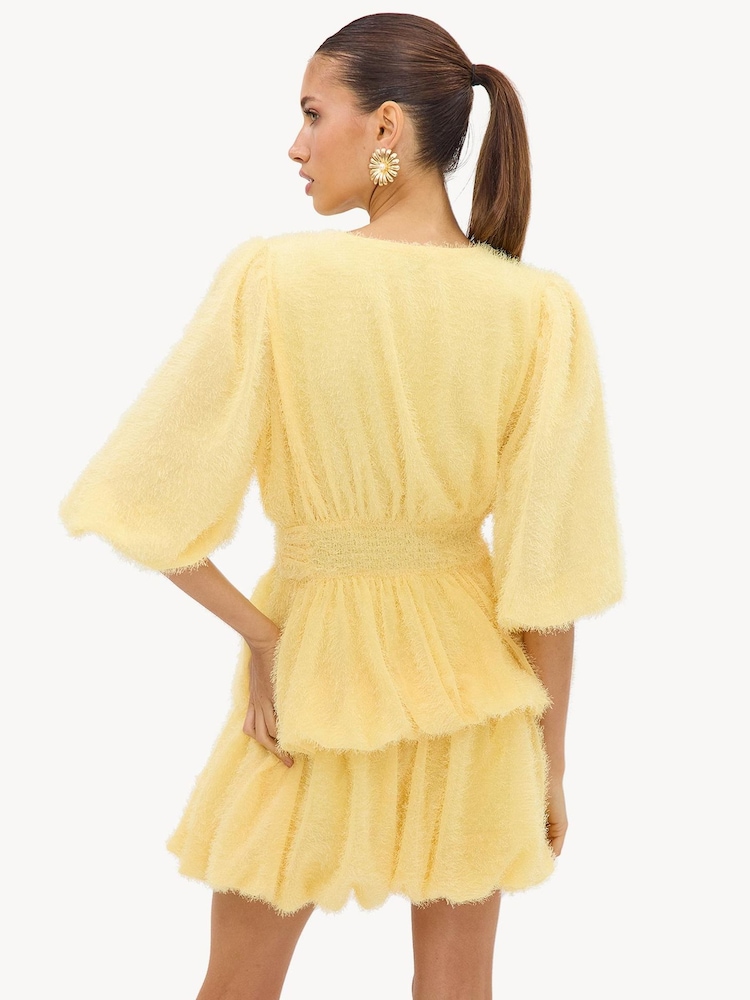 LOAVIES Yellow The Petal'S Truth Yellow Dress With Puff Sleeves And Ruffles - Image 2 of 4