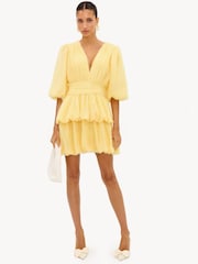 LOAVIES Yellow The Petal'S Truth Yellow Dress With Puff Sleeves And Ruffles - Image 3 of 4