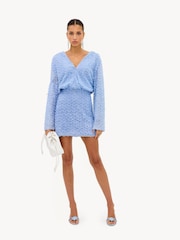 LOAVIES Blue Sunny Aesthetics Light Blue Dress With Sequins And Ruffles - Image 4 of 4