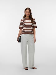 VERO MODA Cocoa Brown Short Sleeve Round Neck Knitted Top - Image 3 of 4
