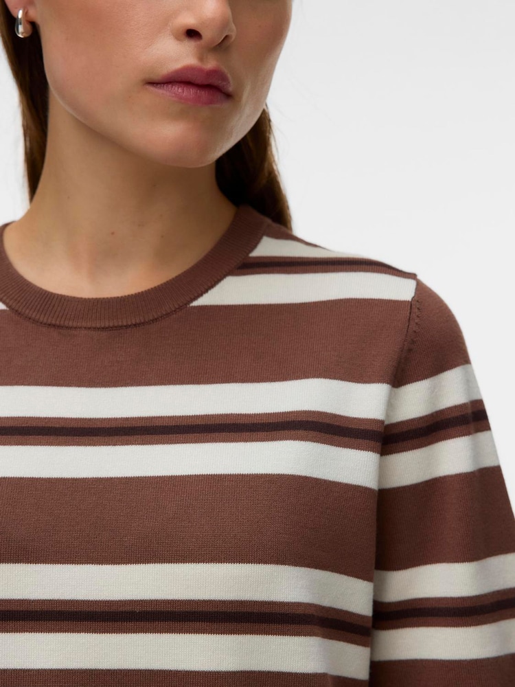 VERO MODA Cocoa Brown Short Sleeve Round Neck Knitted Top - Image 4 of 4