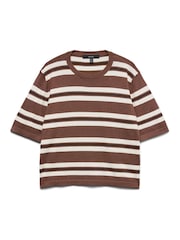 Kakaobraun - VERO MODA Kurzärmliges Strickoberteil mit Rundhalsausschnitt - Bild 5 von 5