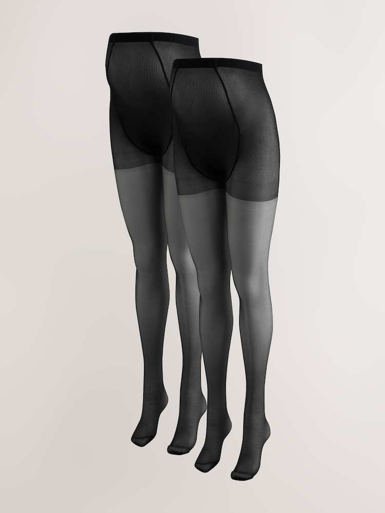 Mamalicious Black Maternity 20 Denier Tights 2 Pack - Image 2 of 8 Mamalicious Black Maternity 20 Denier Tights 2 Pack - Image 2 of 8