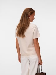 Vero Moda Cream Lace Trim Short Sleeve T-Shirt - Image 3 of 5
