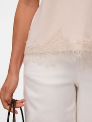 Vero Moda Cream Lace Trim Short Sleeve T-Shirt - Image 4 of 5