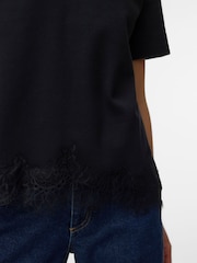 Vero Moda Black Lace Trim Short Sleeve T-Shirt - Image 3 of 5