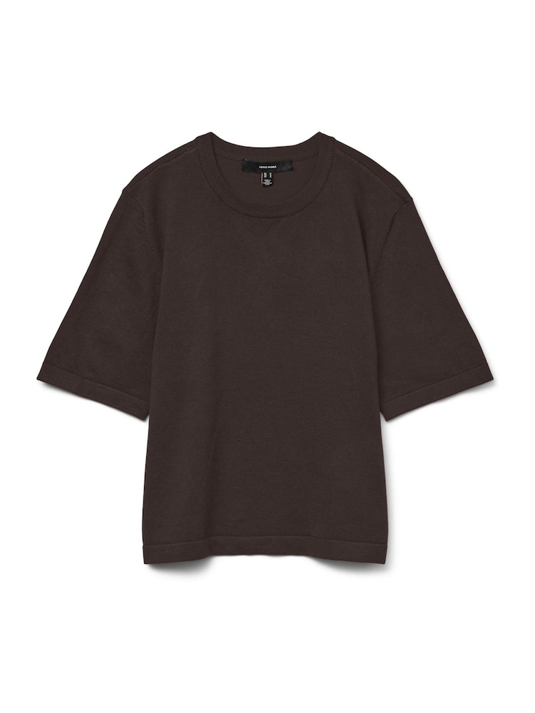 VERO MODA Brown Short Sleeve Round Neck Knitted Top - Image 1 of 1
