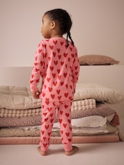 Красный/розовый - Heart Print Snuggle Pyjamas 1 Pack (9mths-9yrs) - Изображение 2 из 7
