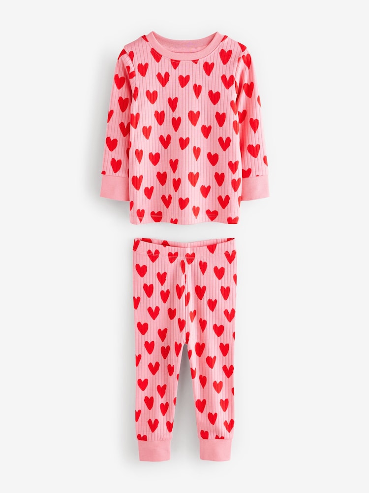 Rouge/Rose - Lot de 1 pyjamas confortables à imprimé cœur (9mois9ans) - Image 4 of 7