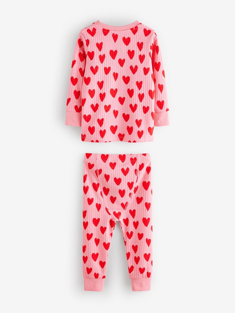 Rouge/Rose - Lot de 1 pyjamas confortables à imprimé cœur (9mois9ans) - Image 5 of 7