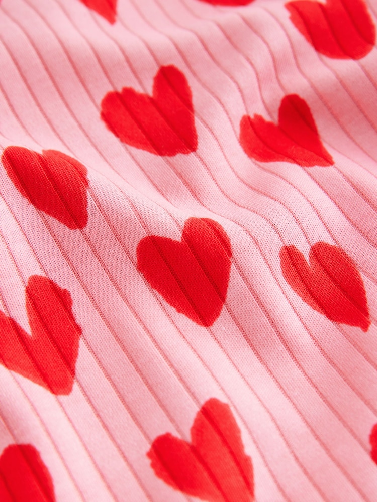 Красный/розовый - Heart Print Snuggle Pyjamas 1 Pack (9mths-9yrs) - Изображение 7 из 7