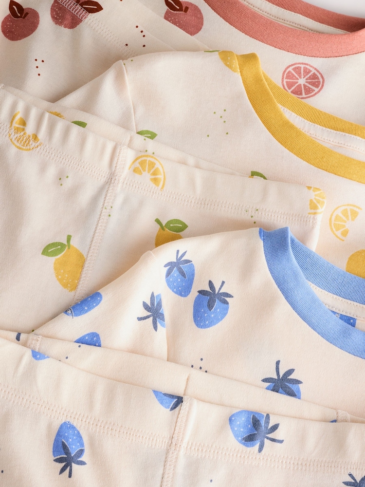 Cream Fruit Print Stampy Snuggle Pyjamas 3 Pack (9mths-12yrs) - Image 8 of 9