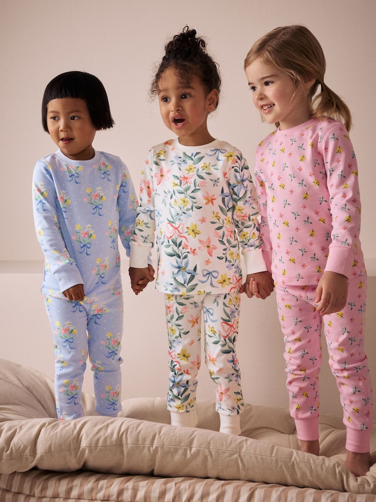 Pink/Blue Snuggle Pyjamas 3 Pack (9mths-12yrs) - Image 1 of 1