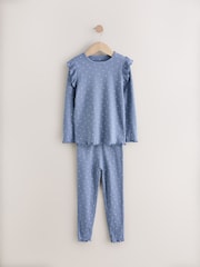 Blue/White Rib Snuggle Pyjamas 3 Pack (9mths-12yrs) - Image 11 of 13