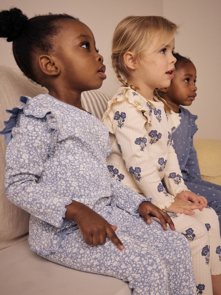 Blau/Weiß - Gerippte Kuschelpyjamas im 3er-Pack (9M.–12J.) - Bild 2 von 6