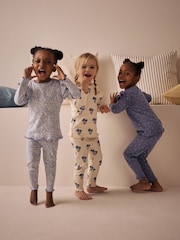 Blau/Weiß - Gerippte Kuschelpyjamas im 3er-Pack (9M.–12J.) - Bild 3 von 6