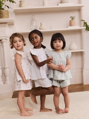 Green Frill Floral Print 100% Cotton Pyjamas 3 Pack (9mths-8yrs) - Image 1 of 1