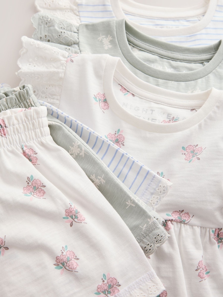 Verde - Frill Floral Print 100% Cotton Pyjamas 3 Pack (9mths-8yrs) - Imagen 8 de 8 Verde - Frill Floral Print 100% Cotton Pyjamas 3 Pack (9mths-8yrs) - Imagen 8 de 8