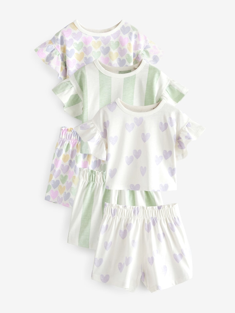 White/Purple Short Pyjamas 3 Pack (9mths-12yrs) - Image 6 of 12