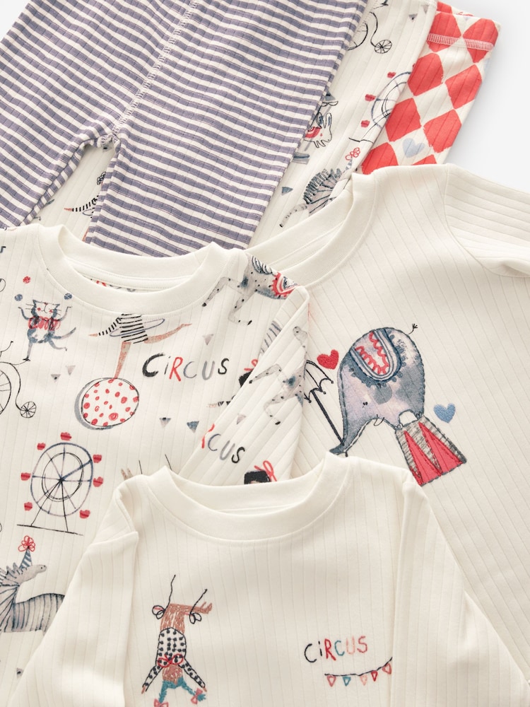 Red/Ecru Circus - Pyjama Snuggle à manches longues 3 Pack (9mths-16yrs) - Image 11 of 12