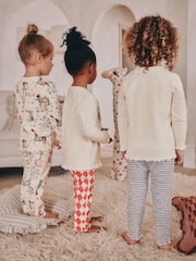 Red/Ecru Long Sleeve Snuggle Pyjamas 3 Pack (9mths-16yrs) - Image 2 of 12