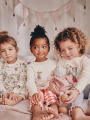 Red/Ecru Long Sleeve Snuggle Pyjamas 3 Pack (9mths-16yrs) - Image 3 of 12
