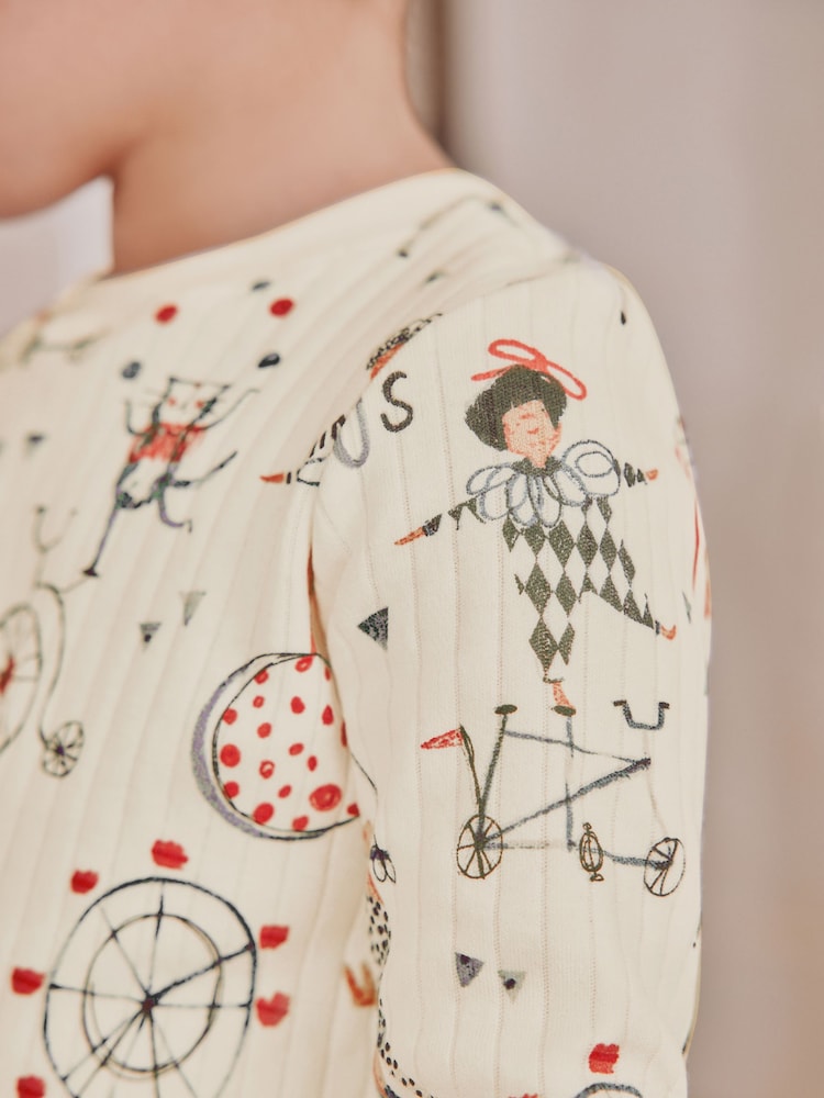 Red/Ecru Circus - Pyjama Snuggle à manches longues 3 Pack (9mths-16yrs) - Image 5 of 12
