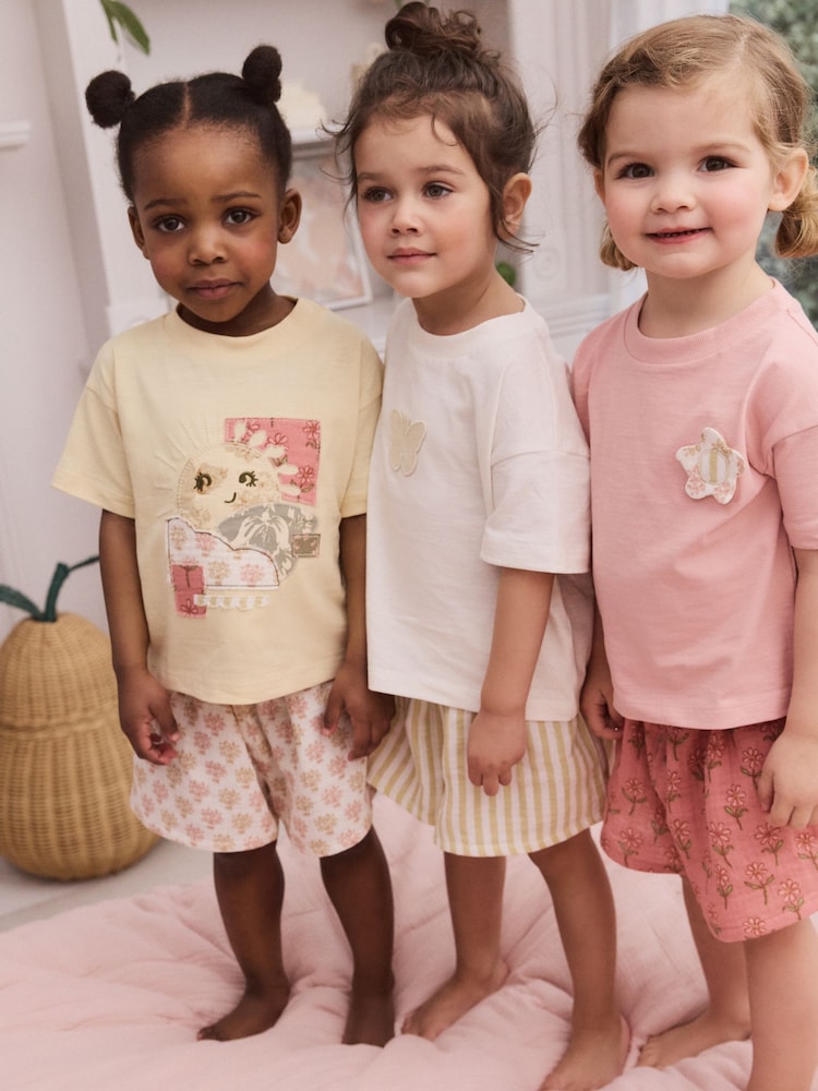 Yellow Woven Bottoms Shorts 100% Cotton Pyjamas 3 Pack (9mths-16yrs) - Image 1 of 7
