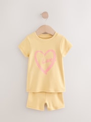 Pink/Yellow Short Pyjamas 3 Pack (9mths-12yrs) - Image 9 of 12