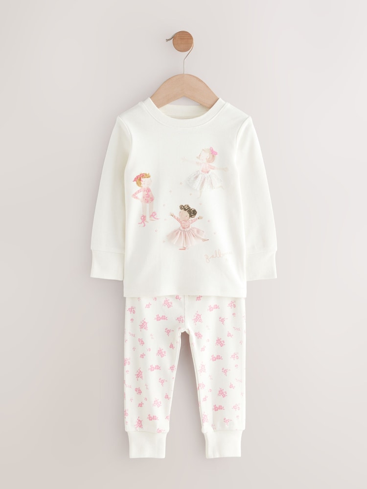 Pink/Cream Ballerina Snuggle Pyjamas 3 Pack (9mths-12yrs) - Image 11 of 13