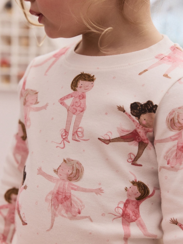 Pink/Cream Ballerina Snuggle Pyjamas 3 Pack (9mths-12yrs) - Image 5 of 13