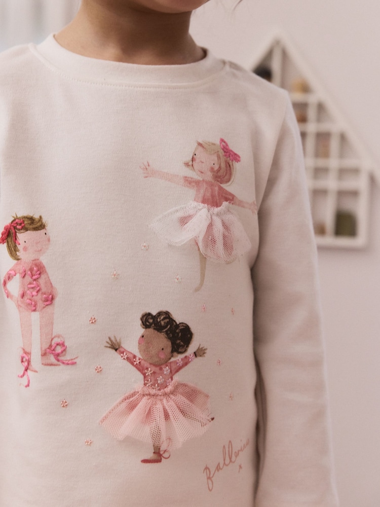 Pink/Cream Ballerina Snuggle Pyjamas 3 Pack (9mths-12yrs) - Image 6 of 13