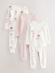 Pink/Cream Stampy Snuggle Pyjamas 3 Pack (9mths-12yrs) - Image 7 of 13