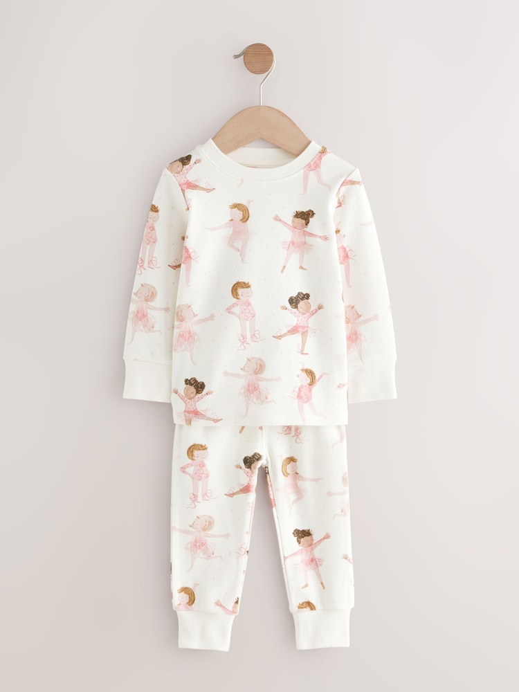 Pink/Cream Ballerina Snuggle Pyjamas 3 Pack (9mths-12yrs) - Image 9 of 13