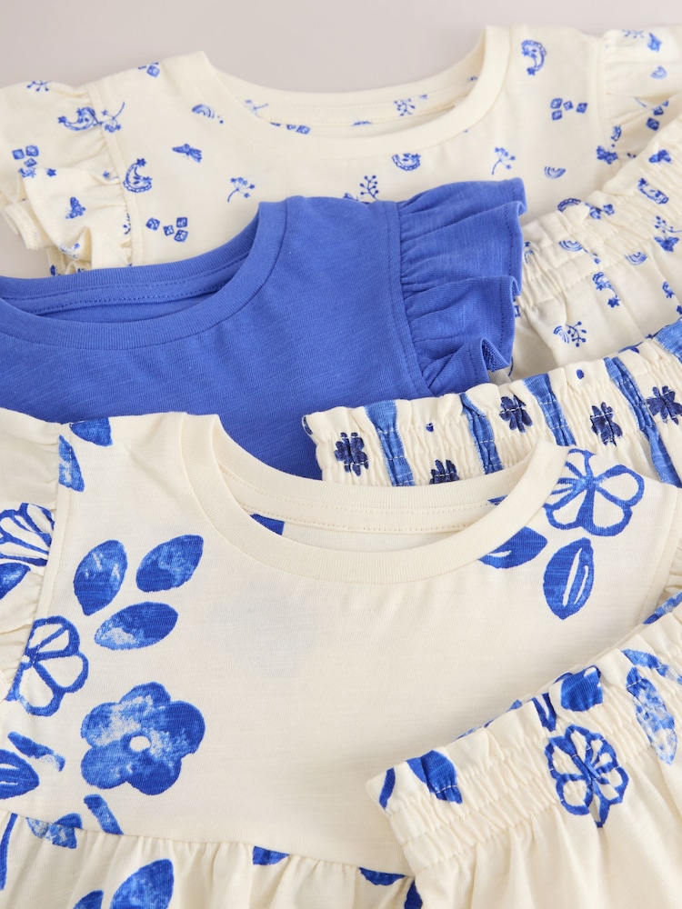 Azul - Frill Floral Print 100% Cotton Pyjamas 3 Pack (9mths-8yrs) - Imagen 12 de 12 Azul - Frill Floral Print 100% Cotton Pyjamas 3 Pack (9mths-8yrs) - Imagen 12 de 12