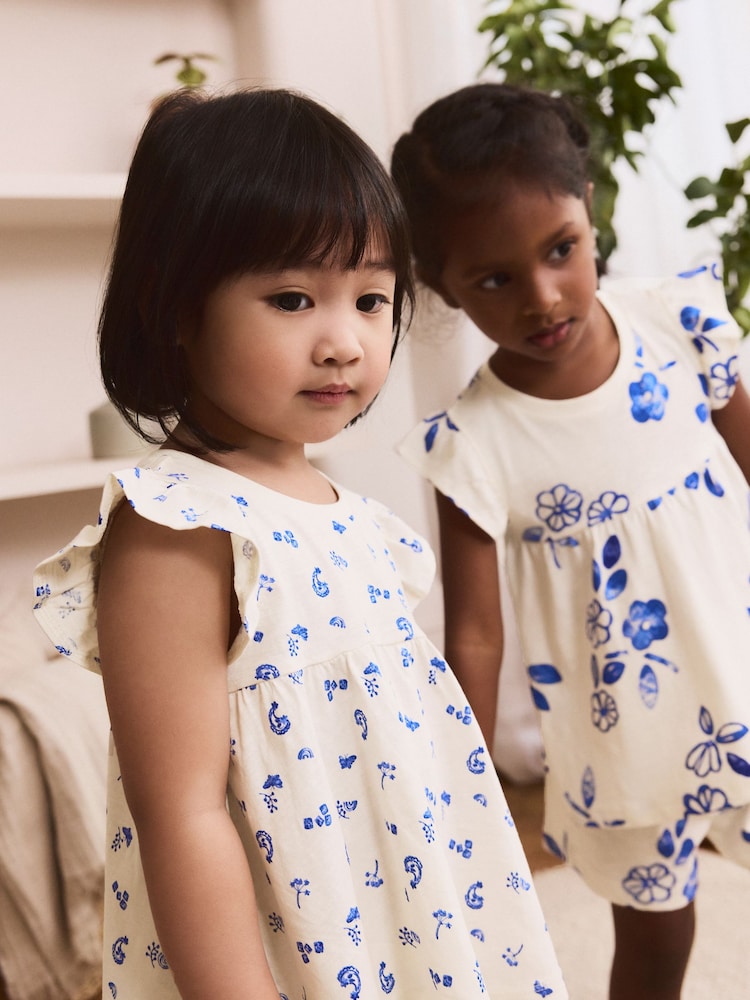 Bleu - Lot de 100pyjamas à volants imprimé floral  % coton ( 3 mois 98ans) - Image 4 of 12
