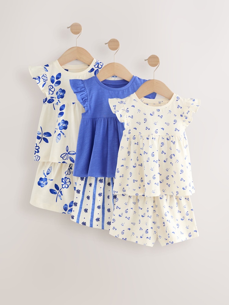 Bleu - Lot de 100pyjamas à volants imprimé floral  % coton ( 3 mois 98ans) - Image 6 of 12