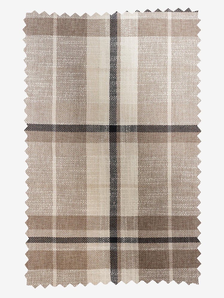 Natural Linen Look Check Eyelet Lined Curtains - Image 5 of 5 Natural Linen Look Check Eyelet Lined Curtains - Image 5 of 5