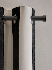 Black/White Chenille Stripe Eyelet Lined Curtains - Image 1 of 5